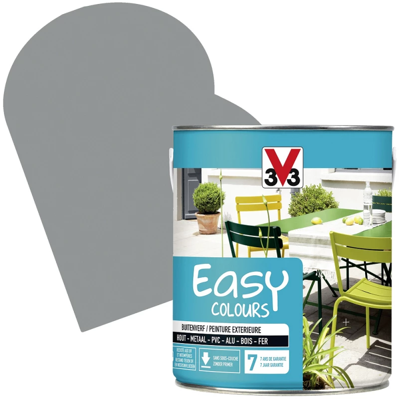 Peinture Extérieure Easy Colours Gris Galet Satiné 2,5 L V33 1 Peinture Extérieure Easy Colours Gris Galet Satiné 2,5 L V33