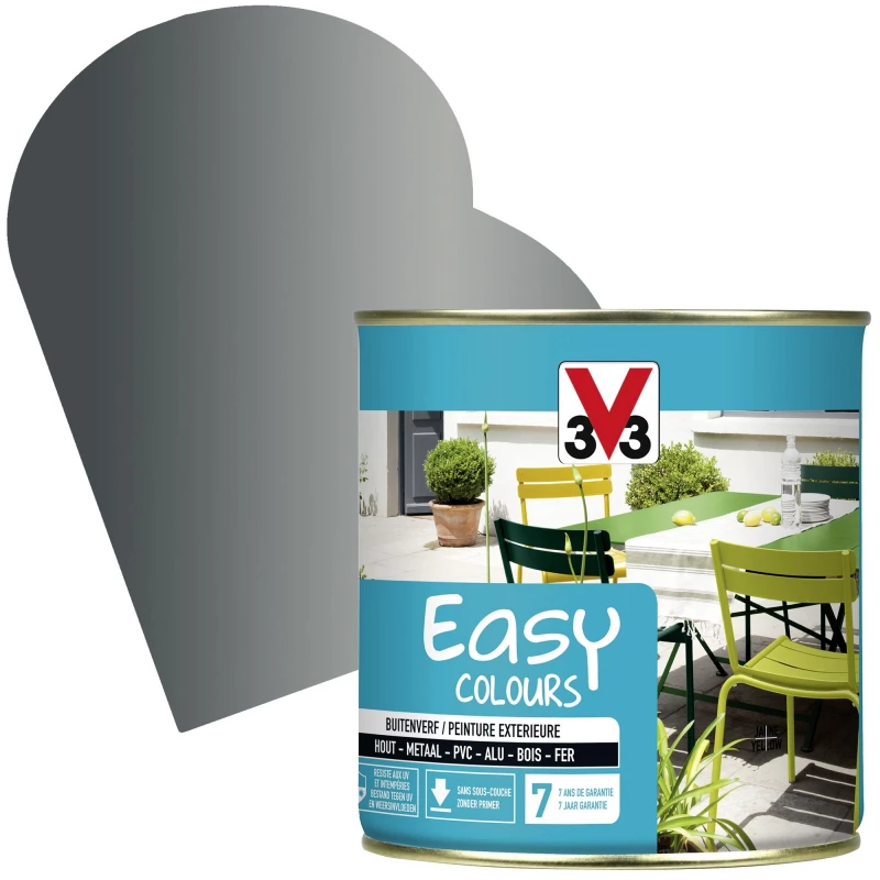 Peinture Extérieure Easy Colours Aluminium Métallisé 0,5 L V33 1 Peinture Extérieure Easy Colours Aluminium Métallisé 0,5 L V33
