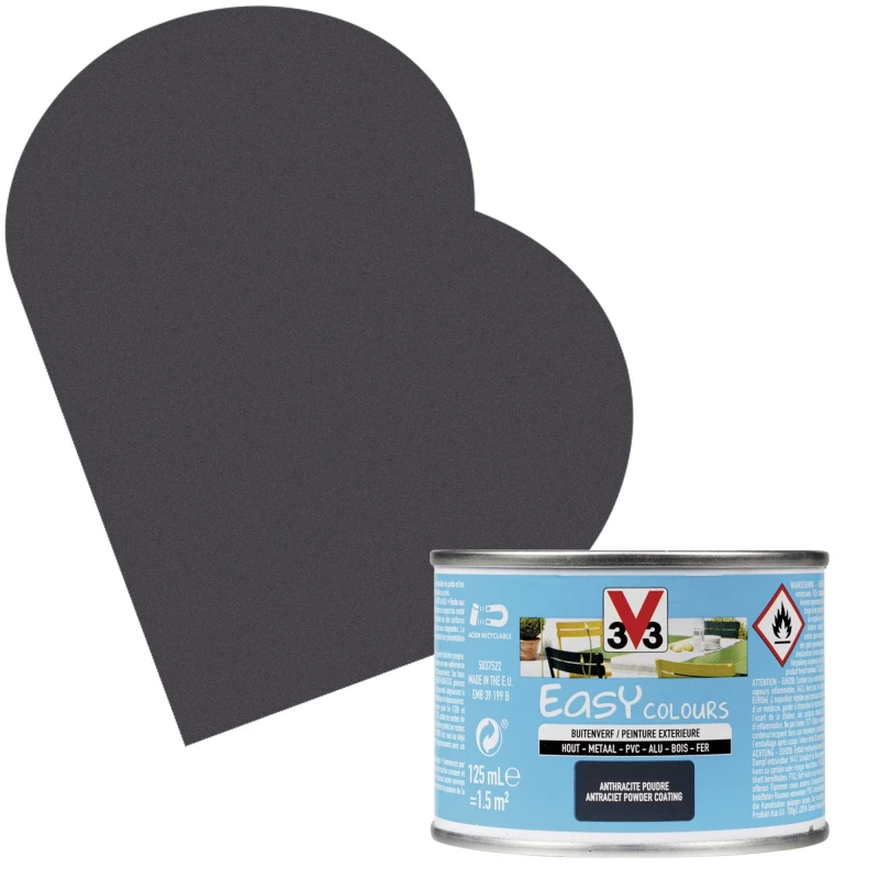 Peinture Extérieure Easy Colours Anthracite Poudré 0,125 L V33 1 Peinture Extérieure Easy Colours Anthracite Poudré 0,125 L V33