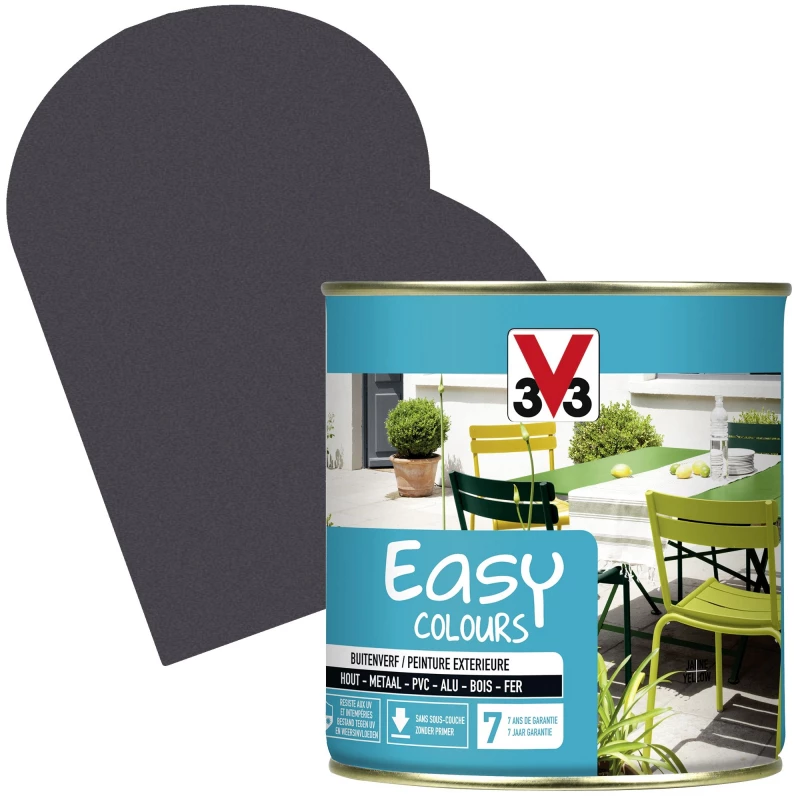 Peinture Extérieure Easy Colours Anthracite Poudré 0,5 L V33 1 Peinture Extérieure Easy Colours Anthracite Poudré 0,5 L V33