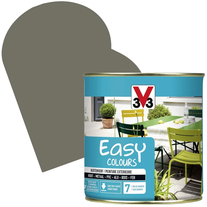Peinture Extérieure Easy Colours Taupe Satiné 0,5 L V33 1 Peinture Extérieure Easy Colours Taupe Satiné 0,5 L V33