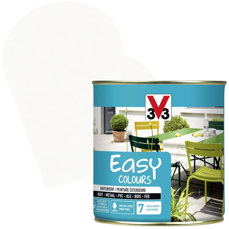 Peinture Extérieure Easy Colours Blanc Satiné 0,5 L V33 1 Peinture Extérieure Easy Colours Blanc Satiné 0,5 L V33