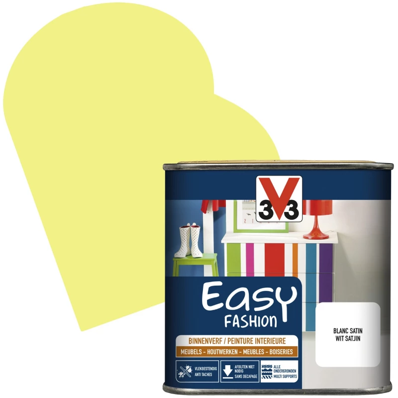 Peinture Easy Fashion Jaune Fluo 0,5 L V33 1 Peinture Easy Fashion Jaune Fluo 0,5 L V33