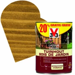 Lasure Bois De Jardin Brun Foncé 2,5 + 0,5 L Gratuit V33