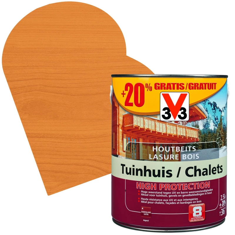 Lasure Chalets High Protection Chêne Moyen Satinée 2,5 + 0,5 L Gratuit V33 1 Lasure Chalets High Protection Chêne Moyen Satinée 2,5 + 0,5 L Gratuit V33