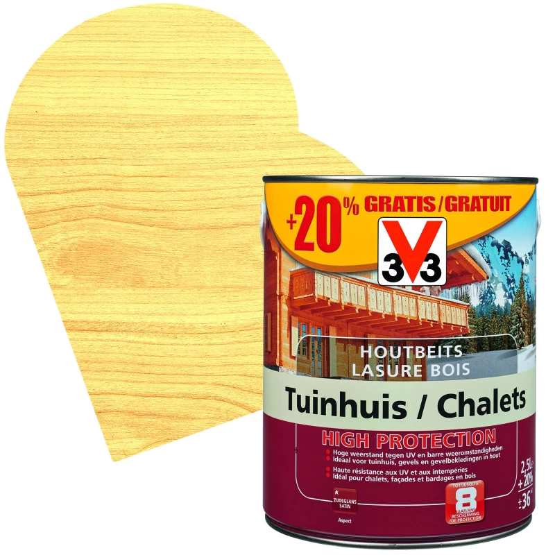 Lasure Chalets High Protection Incolore Satinée 2,5 + 0,5 L Gratuit V33 1 Lasure Chalets High Protection Incolore Satinée 2,5 + 0,5 L Gratuit V33