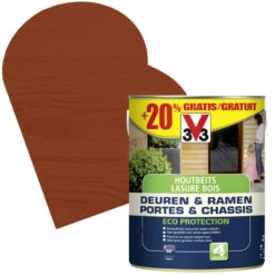 Lasure Eco Protection Pour Portes Et Châssis Acajou Mate 2,5 L + 20% Gratuits V33