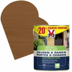 Lasure Eco Protection Pour Portes Et Châssis Chêne Foncé Mate 2,5 L + 20% Gratuits V33