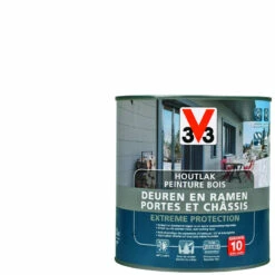 V33 Lasure Extreme Protection Pour Portes & Châssis En Bois Blanche Satinée 0,5 L
