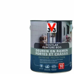 V33 Lasure Extreme Protection Pour Portes & Châssis En Bois Blanche Satinée 2,5 L