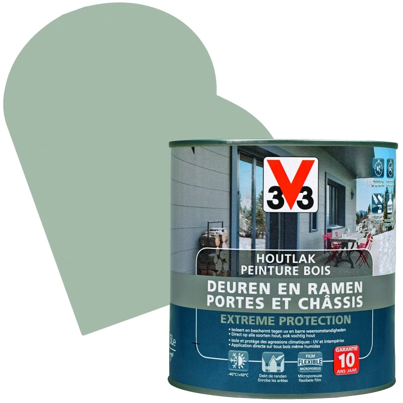 V33 Lasure Extreme Protection Pour Portes & Châssis En Bois Gris Galet Satinée 0,5 L 1 V33 Lasure Extreme Protection Pour Portes & Châssis En Bois Gris Galet Satinée 0,5 L