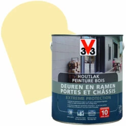V33 Lasure Extreme Protection Pour Portes & Châssis En Bois Sable Satinée 2,5 L