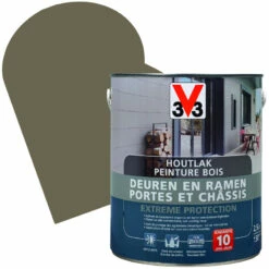 V33 Lasure Extreme Protection Pour Portes & Châssis En Bois Taupe Satinée 2,5 L