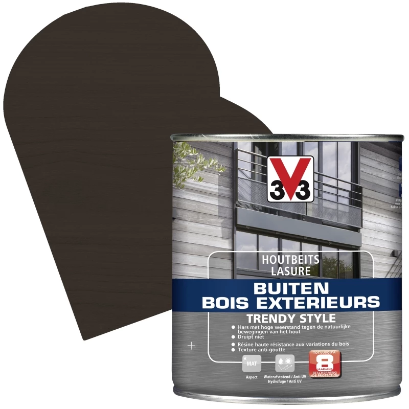 Lasure Pour Bois Extérieur Trendy Style Chêne Graphite 0,75 L V33 1 Lasure Pour Bois Extérieur Trendy Style Chêne Graphite 0,75 L V33