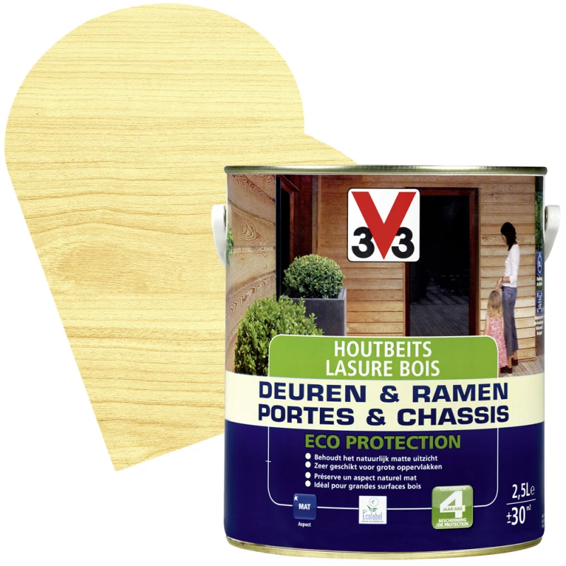 Lasure Pour Bois Portes & Châssis Bois Naturel 2,5 L V33 1 Lasure Pour Bois Portes & Châssis Bois Naturel 2,5 L V33