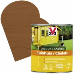 Lasure Pour Chalet En Bois Chêne Foncé Satinée 0,75 L V33