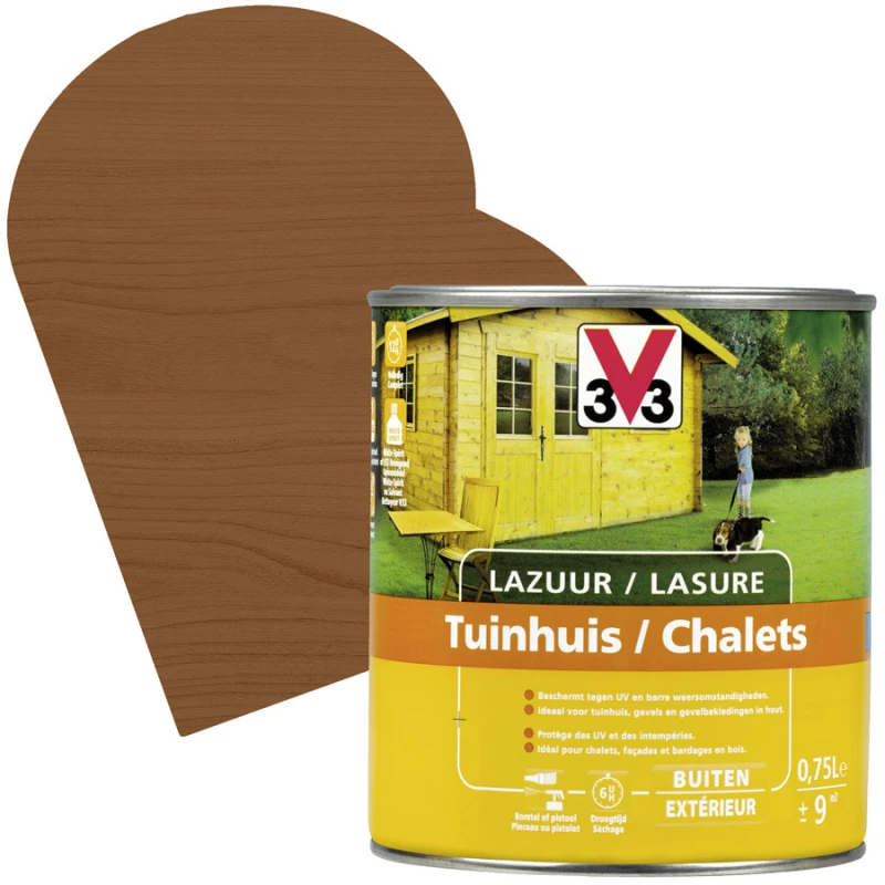 Lasure Pour Chalet En Bois Chêne Foncé Satinée 0,75 L V33 1 Lasure Pour Chalet En Bois Chêne Foncé Satinée 0,75 L V33