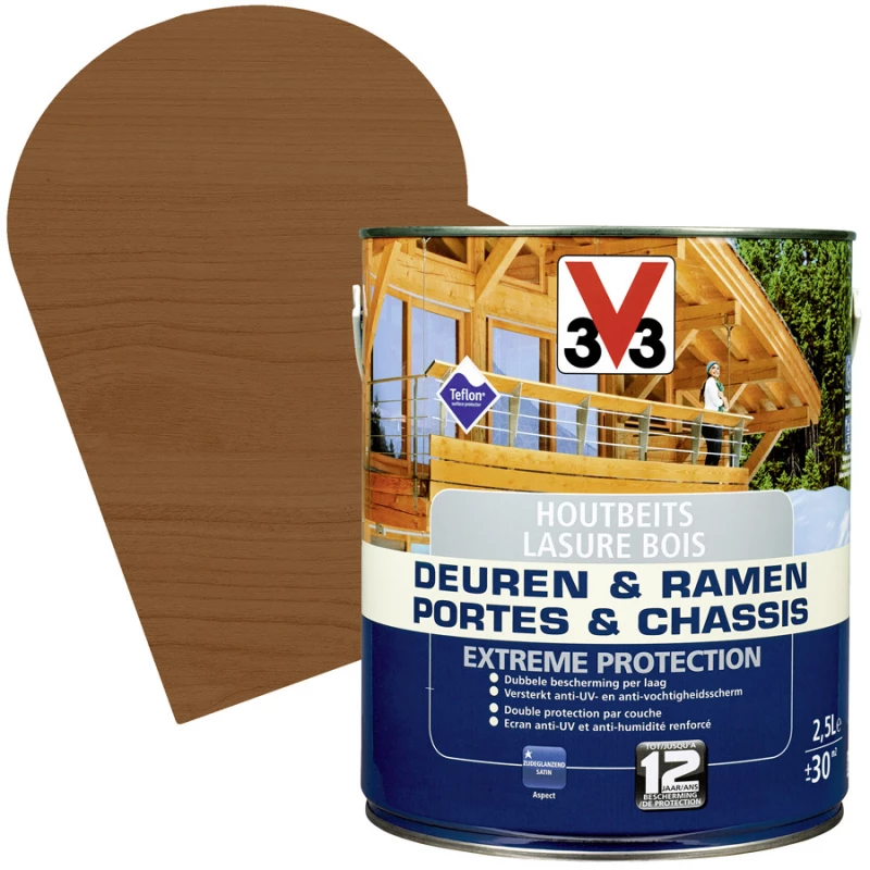 Lasure Pour Portes Et Châssis Extrême Protection Chêne Foncé Satinée 2,5 L V33 1 Lasure Pour Portes Et Châssis Extrême Protection Chêne Foncé Satinée 2,5 L V33