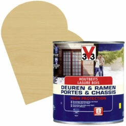 Lasure Pour Portes Et Châssis Haute Protection Chêne Clair Satinée 0,75 L V33