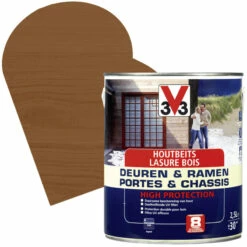 Lasure Pour Portes Et Châssis Haute Protection Chêne Foncé Satinée 2,5 L V33