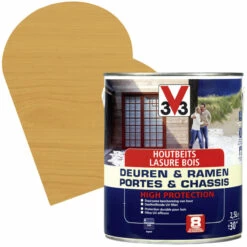 Lasure Pour Portes Et Châssis Haute Protection Chêne Moyen Satinée 2,5 L V33