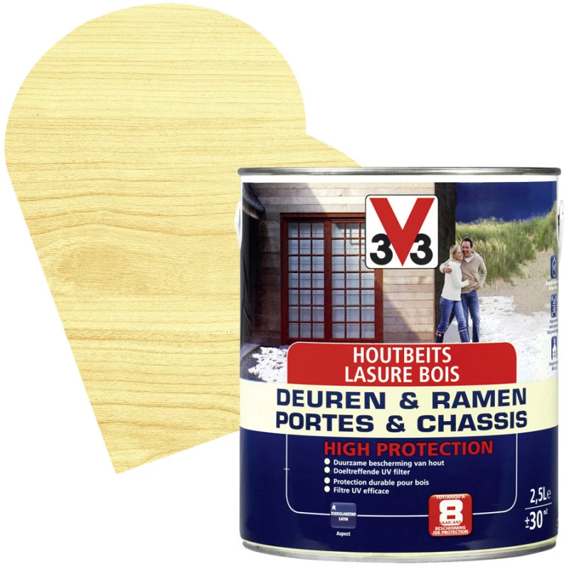 Lasure Pour Portes Et Châssis Haute Protection Incolore Satinée 2,5 L V33 1 Lasure Pour Portes Et Châssis Haute Protection Incolore Satinée 2,5 L V33