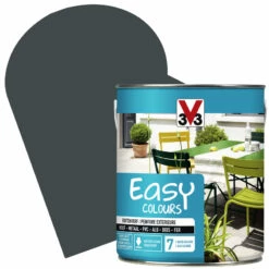 Peinture Extérieure Easy Colours Pour Bois Métal PVC Anthracite Satinée 2,5 L V33