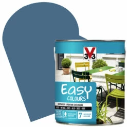 Peinture Extérieure Easy Colours Pour Bois Métal PVC Bleu Orage Satinée 2,5 L V33