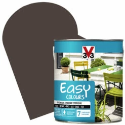Peinture Extérieure Easy Colours Pour Bois Métal PVC Brun Havane Satinée 2,5 L V33