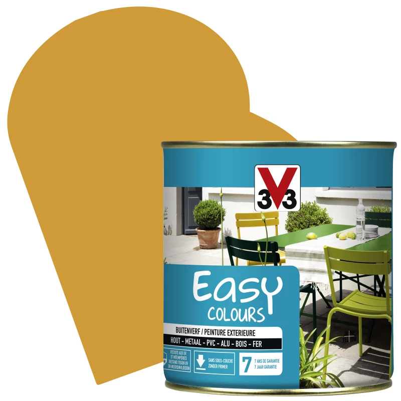 Peinture Extérieure Easy Colours Pour Bois Métal PVC Miel Satinée 0,5 L V33 1 Peinture Extérieure Easy Colours Pour Bois Métal PVC Miel Satinée 0,5 L V33