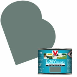 Peinture Extérieure Easy Colours Pour Bois Métal PVC Vert De Gris Satinée 0,125 L V33