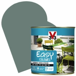 Peinture Extérieure Easy Colours Pour Bois Métal PVC Vert De Gris Satinée 0,5 L V33
