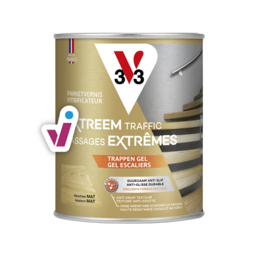 V33 Trapvernis 7 V33 Trapvernis -Huishoudelijke Verf Ventas 2024 v33 extreem traffic trap kleurloos mat 0.75l parketvernis tintrio
