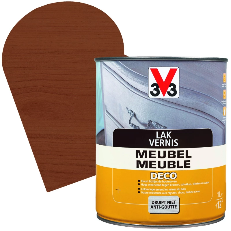 Vernis Meuble Deco Chêne Foncé Satiné 1 L V33 1 Vernis Meuble Deco Chêne Foncé Satiné 1 L V33