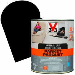 Vernis Vitrificateur Parquet Color Noir Satiné 0,75 L V33